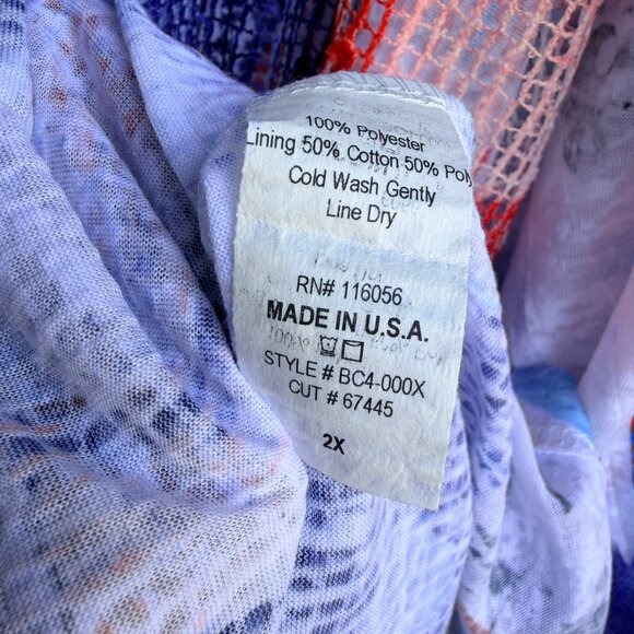 Jess & Jane Long Sleeve Round Neck Abstract Layered Blouse Size 2X  Made in USA. - Picture 4 of 8